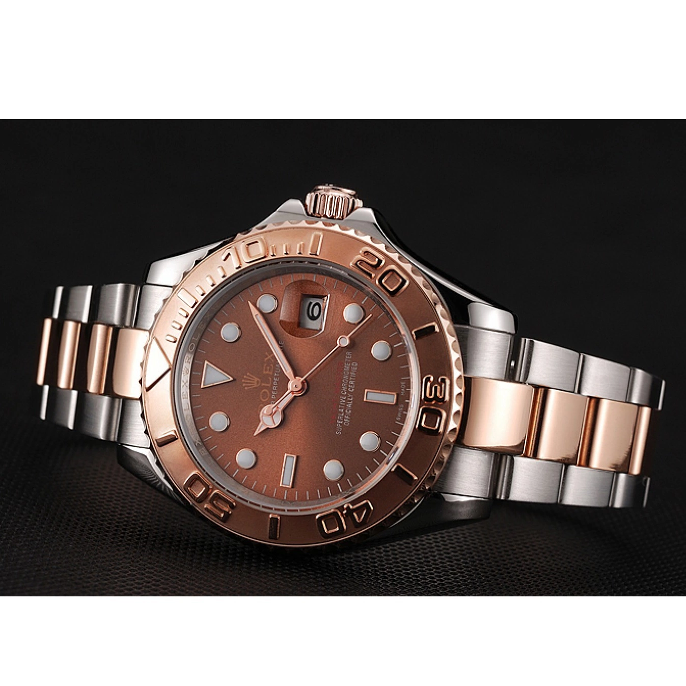 MiroTime 0819 Rolex Yacht Master Rose Gold Dial Two Tone Stainless Steel Bracelet 1453864